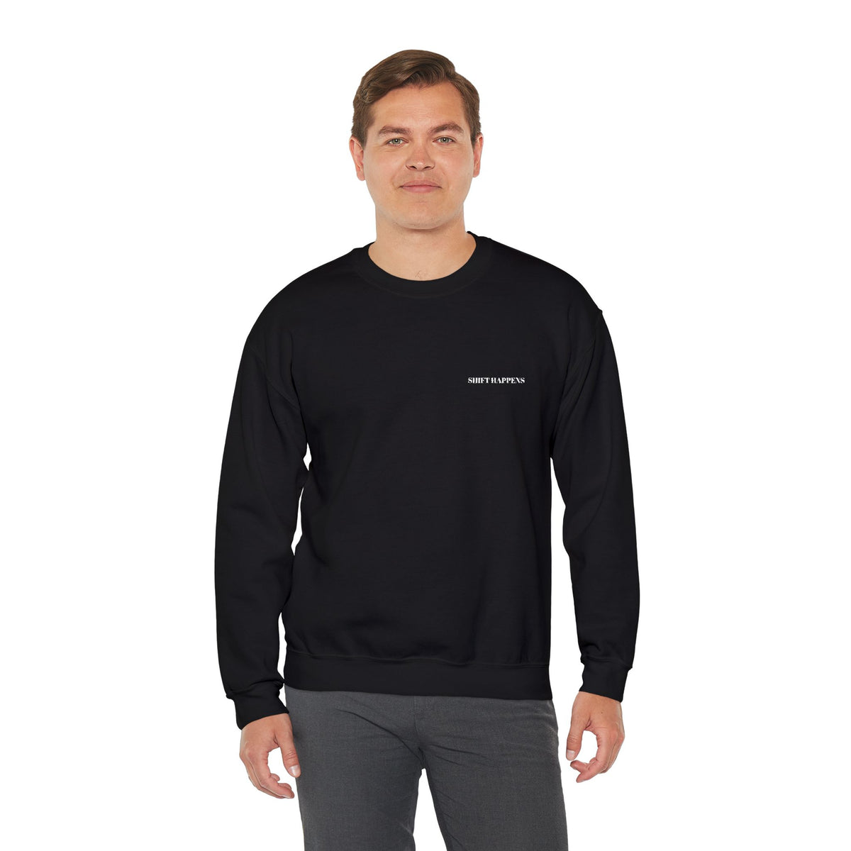 Shift Happens Embroidered Crewneck Sweatshirt